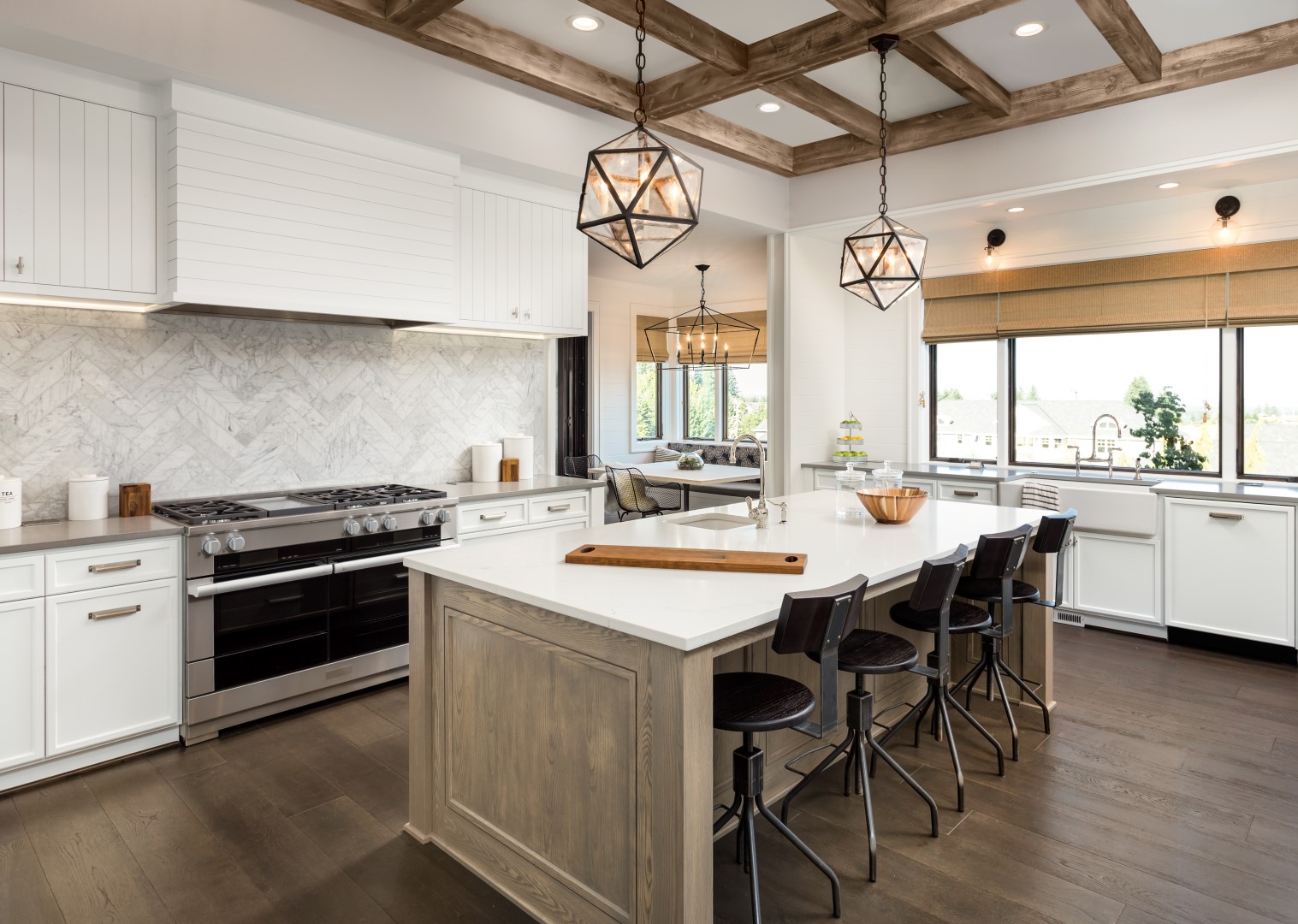 neutral kitchen with lighting Large